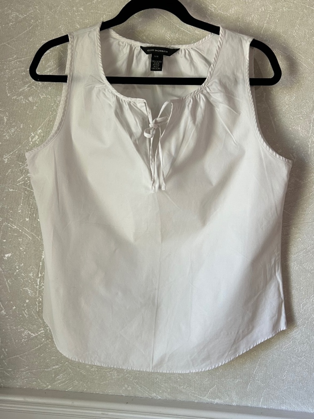 Club Monaco White Sleeveless Tie-Front Cotton Blouse - Size L - Picture 3 of 4